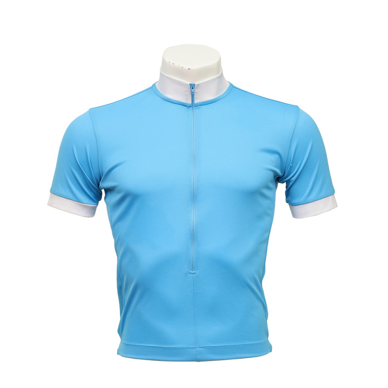 Men's Short-sleeved Zip-up Cycling Jersey with Back Pockets