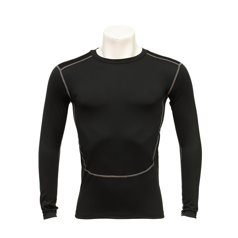 Men's Round-neck Long-sleeved Black Compression T-shirt