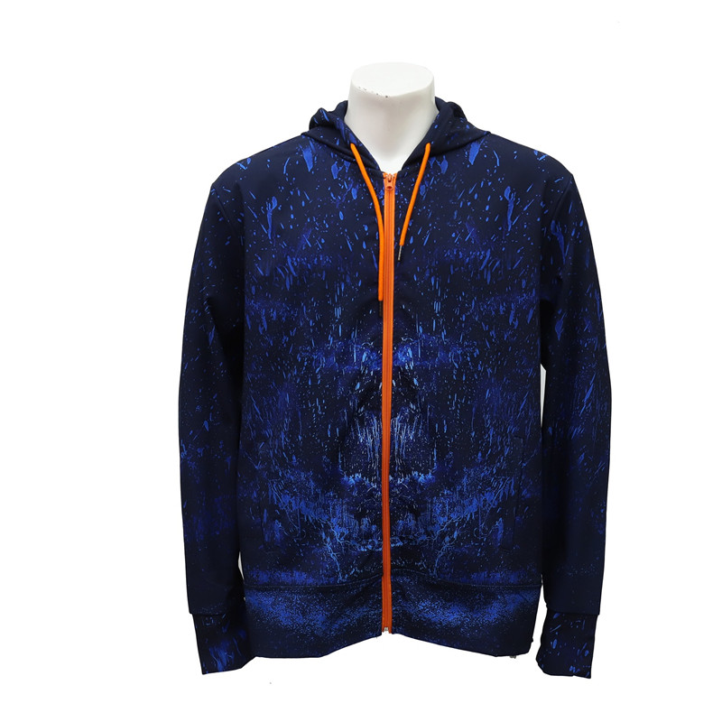Men's Long-sleeved Zip-up Digital Full Sublimation Printed Tiger Jacket with Hood