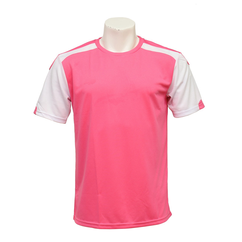 Men's Short-sleeved Anti-UV Soccer Jersey (Pink and White)