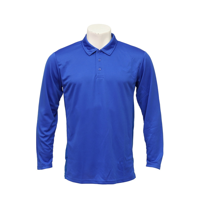 Men's Polo-neck Long-sleeved Welt-seam Fast-dry Blue Uniform