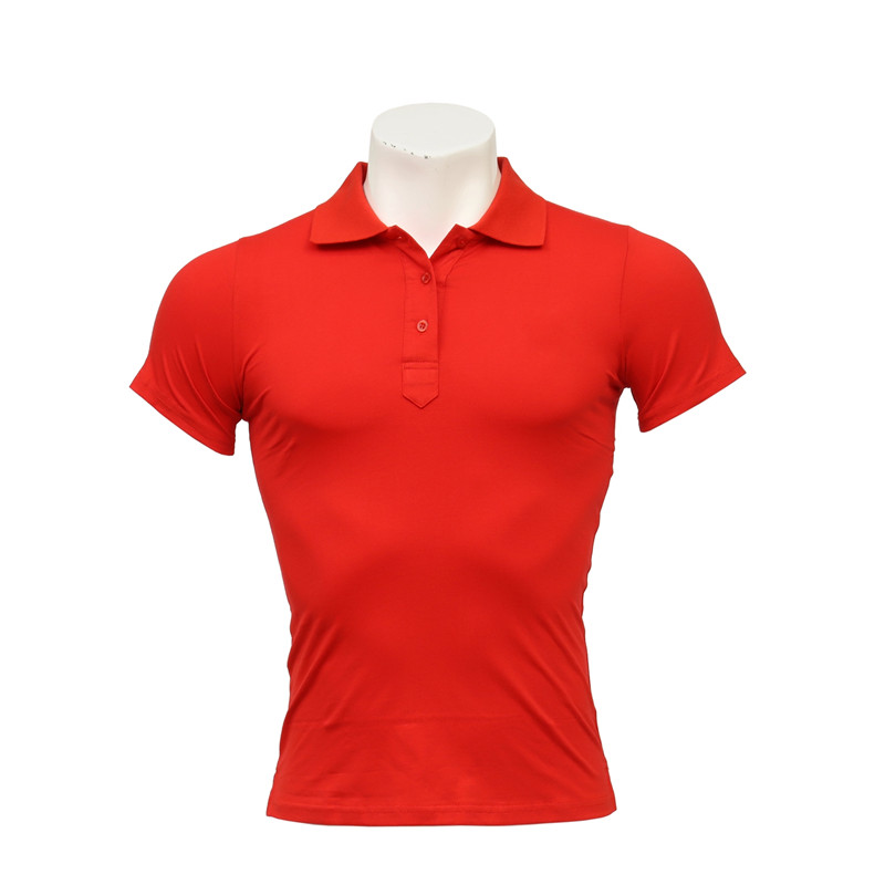 Men's and Women's Red Elastic Cotton Polo-neck Short-sleeved and Long-sleeved Staff T-shirt