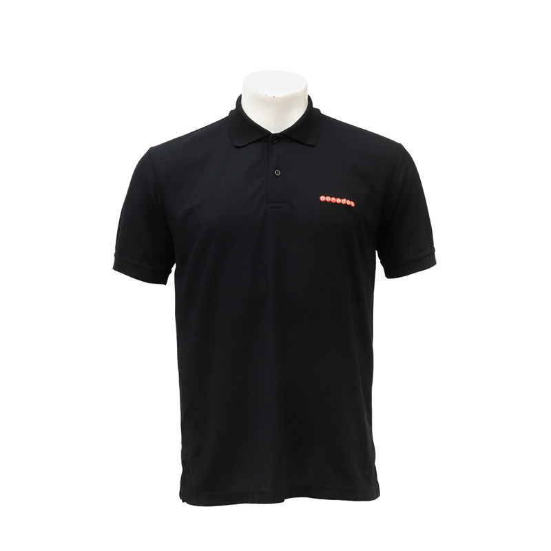 Chest Embroidered LOGO Polo-neck Staff T-shirt