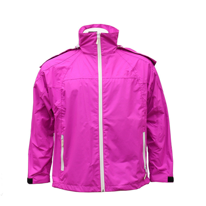 Female and Male Rose Pink Zip-up Jacket Three-in-One Windjacket with Detachable Hood