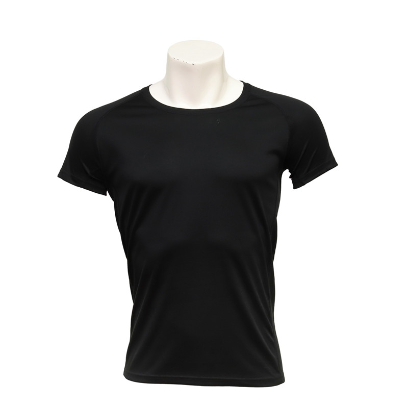 Men's Round-neck Short-sleeved Fast-dry Compression T-shirt (Black and seamless jersey)
