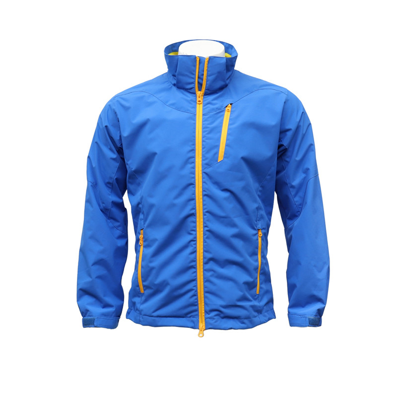 Men's Two-in-one Zip-up Water-proof Jacket with Three Front Pockets and two inner pockets and a fodable hood