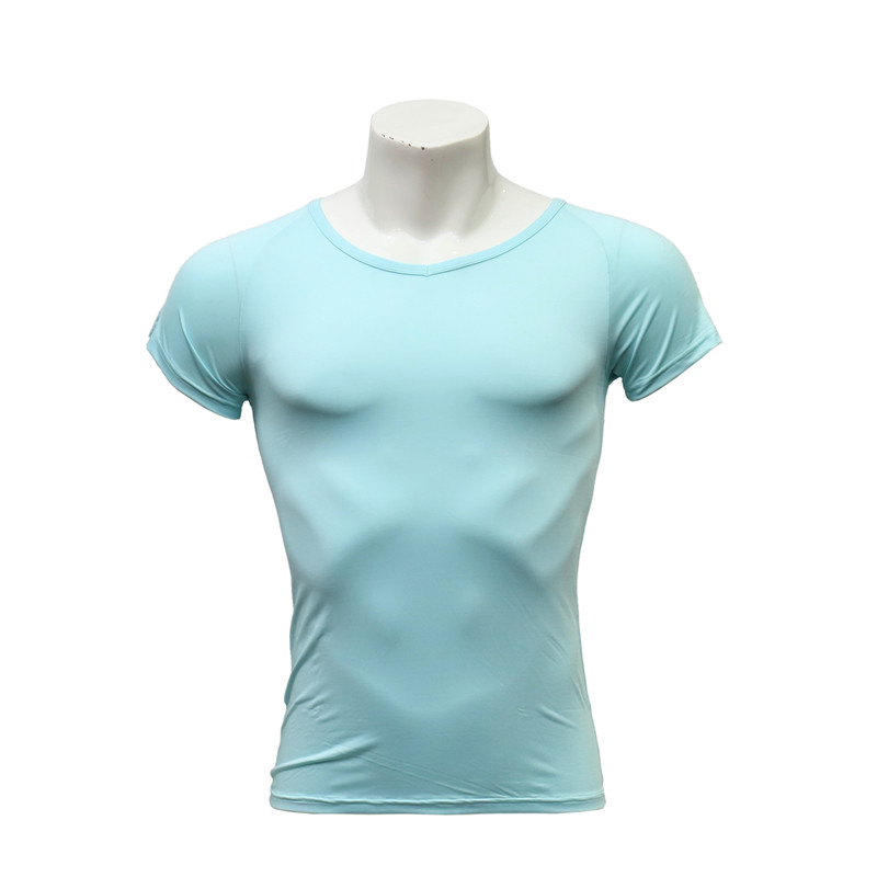 Women's Gym Sports Fast Dry Elastic Turquoise Tight T-shirt