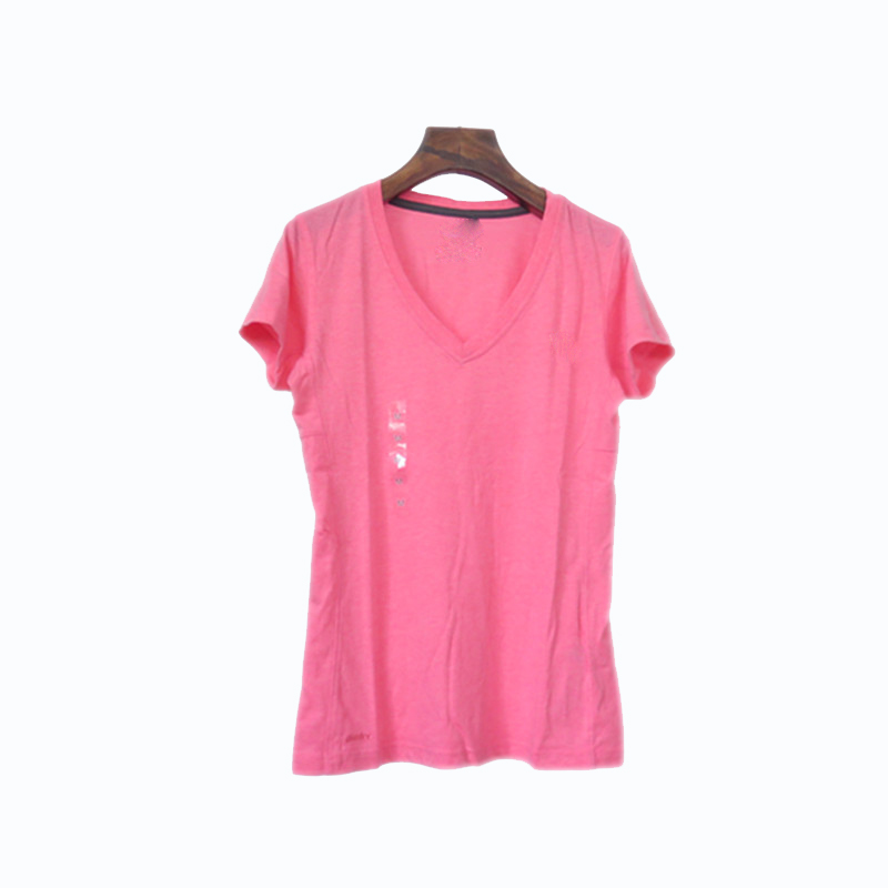 Female V-neck Short-sleeved Pure Color Fast Dry T-shirt