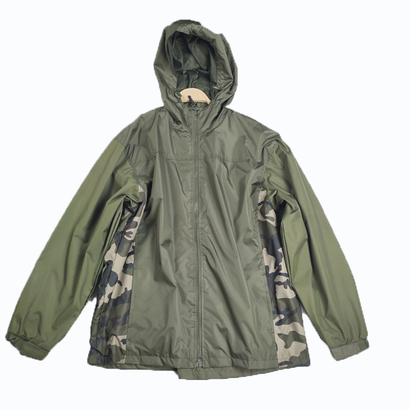 Water-proof Green Camouflage Style Hooded Jacket