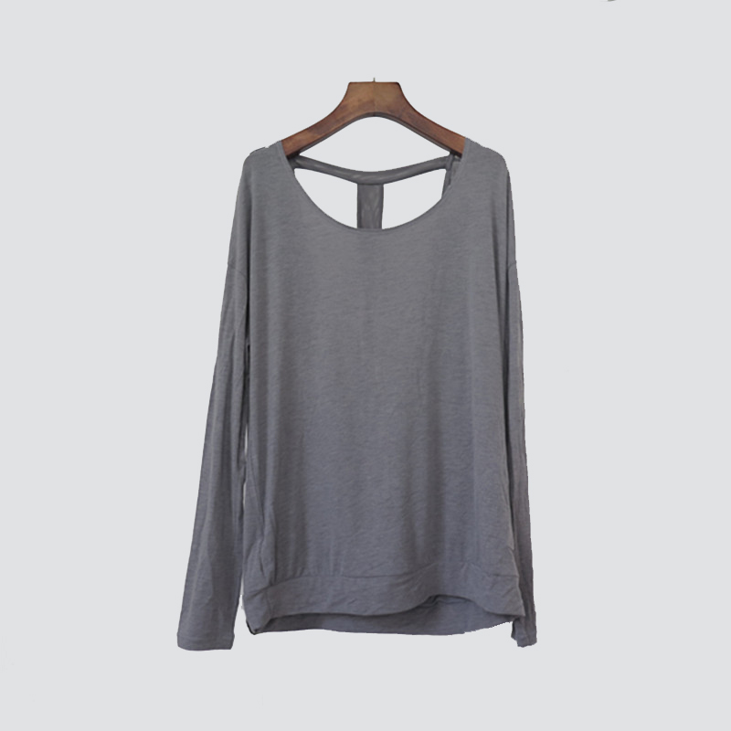 Women's Round-neck Long-sleeved with thumb hole and back mesh T part Loose Top Wear for Yoga