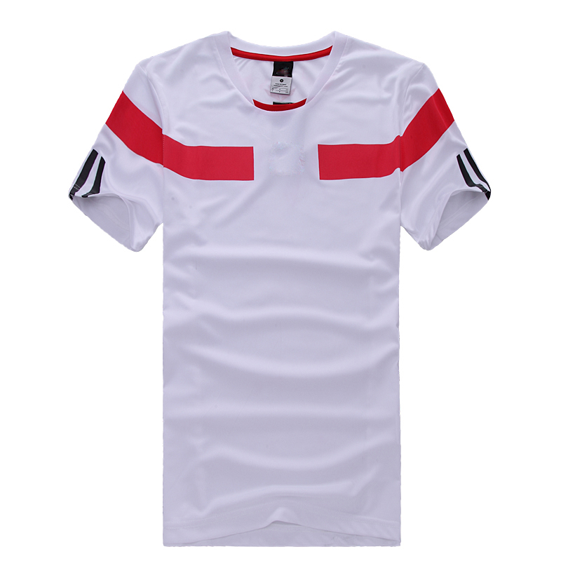 Men Short-sleeved Blue, Fluorescent, White, and Red Football Jersey with Print