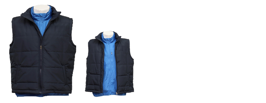 Two in One Sleeveless Blue Zip-up Stand-collar Jacket with Hood