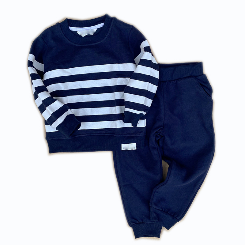 Boy's Stripped Cotton Sweatshirt and Long Pants Suit